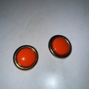 Vintage Orange Button Earrings